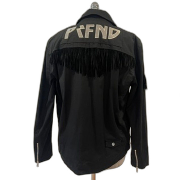 Profound Aesthetic Black Moto Jacket Zippers Fringe Large - Picture 2 of 6